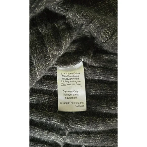 Covelo Wool Angora Rabbit Silk Cotton Cable Knit Mock Neck Cardigan Sweater M - Picture 14 of 15